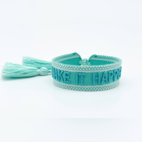 GIFTS- Make It Happen - Aqua- Woven Bracelet - Picture 2 of 2